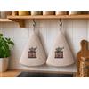 Corredocasa Set 2 Strofinacci Cucina Spugna 70cm, 100% Made in Italy - Canovacci da Cucina di Alta qualità e Massima Asciugatura con Comodo Appendino - Set di Stracci Rotondi (Panna Macina)
