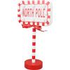 Irfora Lampada da Tavolo a LED Lampione Stradale a LED di Natale, Luce Notturna da Tavolo con Cartello del Nord per la Decorazione di Feste di Casa e Ufficio, Realizzata in Legno