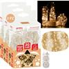 GINMA Set 3 Fili Luminosi 20 LED a Batteria con Cavo Trasparente - Catena Luminosa Decorativa per Interni ed Esterni, Lucine LED per Natale, Giardino, Bottiglie (Bianco Caldo, 2 Metri (20 LED))