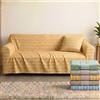 NARCISO Copriletto Singolo Cotone Kerala, Telo Copridivano 2 Posti (170x250cm) Gran Foulard per Divano Copritutto per Divano con Motivo a Righe, Teli Copridivano Grandi Cotone (Giallo)