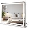Buildonely Specchio da Trucco 80x55 cm, Specchio con Luci LED Regolabili, 3 Modalità, Caricatore USB, Memoria Intelligente, Controllo Touch, Montaggio a Parete, Bianco