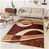 TAPISO Dream Tappeto Salotto Moderno Soggiorno Marrone Beige Astratto Cerchi Onde A Pelo Corto 160 x 230 cm