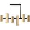 LEOLUX Metropolis - Lampadario Moderno a Sospensione 6 Luci - Design Architettonico a Cilindri - LED GU10 - Finitura Oro - Lampada da Soffitto per Soggiorno, Cucina e Sala da Pranzo