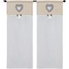 HOME ZEN HOUSEHOLD LINEN coppia di tendine a vetro da cucina a pannello con passante art MARYLAND tessutto effetto lino seta in poliestere per finestra e porta finestra in salotto cucina bagno mis 60x150cm cuore grigio