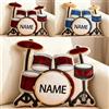 XIAO.Z Set di tamburi personalizzato a forma di cuscino a tema musica amante batteristi regali, nome personalizzato 2D stampato strumento musicale set di tamburi gettare cuscino divano cuscini decorativi