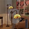 WRMING 12W LED Lampada da Terra Soggiorno Dimmerabile,Tiffany Regolabile Vintage Lampada a Stelo,E27 Vetro Lampada da Lettura per Camera da Letto Studio Ristorante,con Telecomando,H165cm,c
