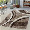 TT Home Tappeto Per Soggiorno A Righe Moderno Con Taglio Sagomato In Marrone Beige Crema, Dimensione:80x300 cm