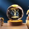 Generic Luce notturna con sfera di cristallo 3D, base in legno, sfera di vetro, luce notturna a LED con display spaziale innovativo, decorazione per camera da letto e scrivania. (Cervo)