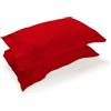 PARAMAISON Coppia Federe Cuscino Letto con Volant, Morbide Traspiranti, Set 2 Copricuscini Cotone 100% a Sacchetto, Tinta Unita | 52x82 cm Rosso