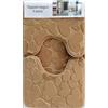Corredocasa Set 3 Pezzi Tappetini da Bagno Antiscivolo in Memory Foam Morbidi e Assorbenti con Disegno Cuori - Tappeto Grande 2 Contorno WC - Vari Colori Eleganti per Arredo Bagno (Tortora)