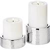 EDZARD Set di 2 portacandele Luca, acciaio inox martellato lucidato a specchio, diametro 7,5 cm, altezze 2,5 cm e 5 cm, per candele a colonna Ø 6 cm