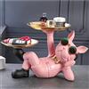 Jannlimt Statua Bulldog Vassoio, Statua Bulldog Ingresso Corridoio Svuotamento Tasca Scultura in Resina Statua Decorativa Bulldog Francese,Pink-1