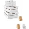 VIRSUS Set 3 Cassette in Legno Impilabili 6281, misure 32x18x12,5cm, 37x23x15cm, 42x28x17cm, Cestini Portaoggetti Decorativi con Maniglie, Scatola organizer per camera, cucina, bagno (Bianco) - F