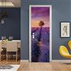 A.Monamour Adesivo Porta Autoadesiva 3D Un Albero Nei Campi Di Lavanda Viola Vinile PVC Adesivi per Porte Interne Pellicola Adesiva Poster Sticker Murale Parete Carta da Parati 77x200cm