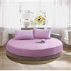KXCAQ Lenzuolo morbido cotone rotondo lenzuolo con angoli tinta unita copriletto rotondo set biancheria da letto coprimaterasso coprimaterasso lenzuolo morbido 220x220 cm viola chiaro