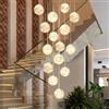 KAUCQI Lampadario Plafoniera LED con 15 Sfere di Vetro, Lampada a Sospensione LED per Scale, 75W Lampadario Creativo Gypsophila, Lunghezza Regolabile, Plafoniere per Ville Moderne, Soggiorni e Scale