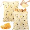 Jokapy 2 pezzi sacchetti per il pane in cera d'api 43cm×33cm, sacchetti riutilizzabili per il pane per mantenere fresco con cerniera a L e manico, sacchetti salvafreschezza per pane, sacchetti di cera d'api