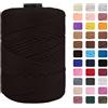 CAMAL Cordino per Borse Uncinetto Macramè Filo 3mm Filo Poliestere 170m Corda Macrame Filato per Borse Uncinetto Spago Colorato Corde Colorate per Artigianato, Lavoro a Maglia (Caffè Nero)
