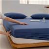 SalGiu Lenzuolo Sotto Con Angoli Elasticizzato 100% Cotone Per Letto Tinta Unita h 25 cm (Blu, Singolo)