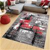TAPISO Maya Tappeto Soggiorno Pelo Corto Design Moderno Motivo Astratto Sfumato Linee Sfumature Antracite Rosso Camera da Letto Cameretta Ufficio Salotto Oeko-Tex 130 x 190 cm