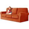 UNBBRRL Copridivano Ektorp Copri Divano in Velluto, Rivestimento Individuale del Cuscino E dello Schienale Salvadivano Lavabile Mobili Protector (Arancione,3 posti 7 pz)