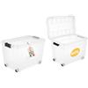 AKITAInk Contenitore Box con Ruote 60L e Coperchio - 39x36x59 cm - Magic 4 Aperture- Scatola Portaoggetti in Polipropilene Resistente, per Casa, Ufficio e Garage, Made in Italy (TRASPARENTE, 60 L)