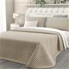 Clara Home Milano CLARA HOME Trapuntino Una Piazza e Mezza Colore Beige, Copriletto in Velluto Cinigliato Manopesca, Trapunta Leggera Mezza Stagione, Copriletto Trapuntato, Made in Italy