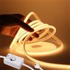 HEGEHE - Striscia LED Neon COB 220V Dimmerabile [0.5m, Bianco caldo 3000-3500K], IP65 Impermeabile Flessibile, 288 LEDs/M Striscia LED Silicone Tagliabile CRI85+, Decorazione per Casa/Negozio