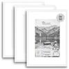 CLAMARO COLLAGE 20 - Set di 3 cornici portafoto 30 x 40 cm, colore bianco opaco, con passepartout per immagini DIN A4 (21 x 29,7 cm), 20 mm, design sottile, cornice in legno MDF con vetro acrilico