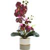 Generico Fiore di Orchidea Artificiale Giallo a Due Punte Fiori in Silicone Phalaenopsis Phalaenopsis a Otto Teste con Vaso di Fiori Fiore di Farfalla di Simulazione Bianco in Vaso (rosso)