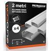 Eurocali Profilo Alluminio per Strisce LED 2 metri con Copertura Opaca - Installazione Superficiale - 17.6 x 6.9mm - Pacco da 8m (4pz)