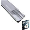 LED ATOMANT Confezione da 4 Profilo in Alluminio 1m per Striscia LED 45 gradi, Copertura Colore Bianco Latte, Tappi di terminazione e clips di montaggio inclusi
