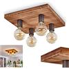 hofstein Lampada da soffitto Amnicon, lampada da soffitto moderna in legno e metallo nei colori marrone chiaro e nero, design aperto, 4 luci, 4 x attacco E27, senza lampadina/e