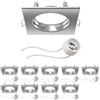 ledscom.de 10x cornice da incasso a soffitto RIR cornice da incasso cromata opaca angolare (LED/alogena/GU10/MR16/PAR16/50mm) incl. presa GU10