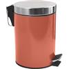 MSV - Pattumiera Cosmetica da Bagno - Acciaio Inox con Secchio Interno Rimovibile - Pattumiera a Pedale Elegante - Compatta e Pratica - Terracotta - 3L
