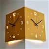 LILIXINGSH Orologio da parete moderno, doppio angolo, orologio digitale da parete ad angolo, silenzioso, con facile installazione (colore: giallo)