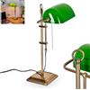HOFSTEIN Lampada da tavolo Ragaz, lampada da tavolo in metallo e vetro in ottone anticato, verde/bianco, lampada da banchiere tradizionale, lampada da scrivania per ufficio, design retrò/vintage con