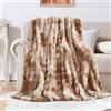 SHANNA Coperta Plaid Super Morbida Pile Peluche di Coniglio Caldo e Spesso 230x250cm, 1000 g/m² Divano Coperta Fluffy di Alta Qualità, Versatile Coperta Matrimoniale per Camera da Letto Viaggi, Tie Dye Caffè