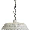 arterameferro Lampadario a sospensione in ottone con catena e piatto ceramica traforata 42 cm