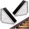 KYUQY 2 Pezzi Luci Solari per Scale da Esterno Aggiornate, Luci di Sicurezza con Sensore di Movimento Bianco Caldo, Lampada Decorativa Impermeabile IP68 per Scale da Giardino, Gradini Anteriori