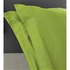 Home Tresor - Raffinata Coppia di Federe Cuscini Letto con Volant - 100% Puro Cotone - Made In Italy - 57 fili cm2 - cm. 52x82 - Verde Exotic
