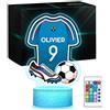 Maverton Lampada da notte personalizzata calcio - RGB 16 Colori - Regalo Comunione Maschio, Regalo Bambino 10 Anni Maschio, Regalo Comunione Bambino - Idea Regalo Compleanno per Ragazzi