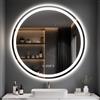 Dripex Rotondo Specchio da bagno con illuminazione 60cm Luce Specchio con Orologio Termometri Anti-Nebbia Led Specchio Bagno con 3 Temperature Colore e Dimmerabile Smart Touch IP44