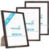 PHOTOLINI Cornici 20x25 cm legno MDF rovere scuro, set di 3 cornici per poster, plexiglass infrangibile, da tavolo o da parete, accessori extra inclusi - per foto, immagini e poster