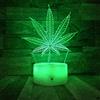 KJsdaADSA New Crack Base Foglie di canapa Led 3D Night Light Modificabile Weed 3D Illusion Lamp Lampada da tavolo visiva ottica Camera Decorazioni per feste 16 colori