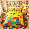 Loussiesd, Set con copripiumino con motivo a mattoncini in stile mattone, per bambini, ragazzi e adulti, set da 3 pezzi, per camera da letto, decorazione per la camera, per letto King Size