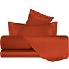 VANITA' DI RASO Completo letto Lenzuola di Raso Matrimoniale, Made in Italy, Lenzuolo piano 240x290cm + Lenzuolo Sotto con Angoli 160x190cm + 2 Federe a 2 Volani 50x80cm - Ruggine