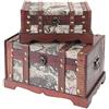 HMF Scrigno del tesoro in legno, piccola cassa del tesoro per festa di compleanno per bambini | set da 2 | dimensioni diverse | America