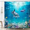 OCEUMACO Delfini Tenda Doccia Antimuffa 180x200 cm Tessuto in Poliestere Tenda per Doccia Oceano Blu Stoffa Impermeabile Tende Vasca da Bagno con Anelli Lavabile in Lavatrice