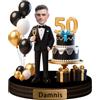 Wasetell Ornamento personalizzato per 50° compleanno scultura per uomo personalizzato foto cartone animato figurina targa da tavolo numero 50 ritratto acrilico desktop ricordo regalo festa di